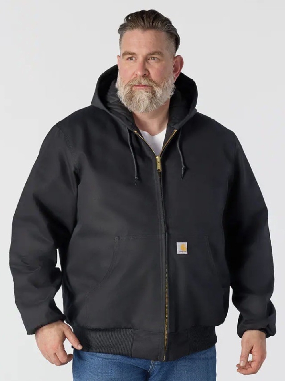 Carhartt Men's Work Jacket Loose Fit Hooded Full Zip Black XL Regular
